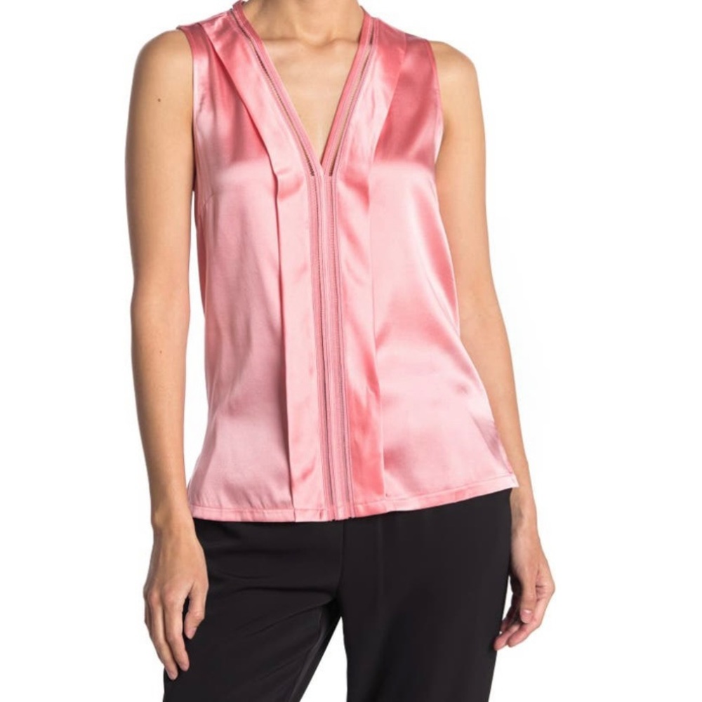 NWT REISS CHELSEA SILK TRIM DETAIL BLOUSE IN SIZE SMALL